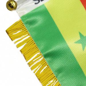 Custom SENEGAL Satin Pennant <b>Flag</b> Car Mini <b>Flag</b> Banner with Yellow Tassels - Product Image 5
