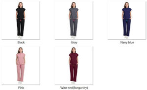 Conjuntos de Uniformes Médicos Personalizados 42393, Azul Marino, Estilo Jogger, Blusas de Satén para Mujer, Manga Corta, Traje Médico de Verano - Product Image 2