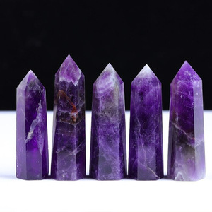 คริสตัลอเมทิสต์ธรรมชาติคุณภาพสูงขายส่ง ทรงหกเหลี่ยมปลายแหลม สำหรับบำบัดรักษา มีหลายขนาด - Product Image 3