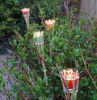 Bougies torche de jardin en paraffine en forme de bambou - Modèle rouge BAM-B