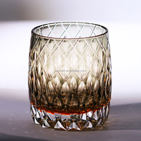 Verres à whisky en cristal sculpté à la main de style Edo Kiriko, 310 ml, ambre gris, boîte cadeau, design moderne et luxueux, nouvelle arrivée