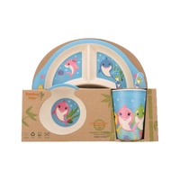 Ensemble de vaisselle en mélamine pour enfants, 5 pièces, pour tout-petits, usage domestique, assiettes divisées mignonnes, tasses adorables, bols, fourchettes