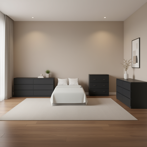 Set Camera da Letto Cocora 3 Pezzi, Mobili Moderni Neri con Spazio di Archiviazione per Camera da Letto - Product Image 2