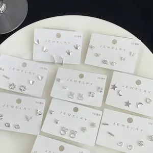 LW80032 Wholesale Fashion Small Simple S925 Earrings Set Stud Earrings 925 Sterling Silver For Women