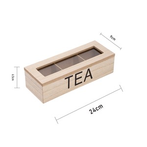 Wooden <b>Tea</b> <b>Box</b> Flip Top Rectangle Desktop Organizer Storage For <b>Tea</b> Bags Coffee Bags With Lid L Size - Product Image 2