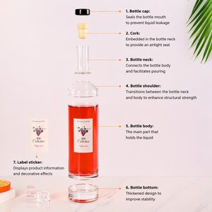 <span class=keywords><strong>Botella</strong></span> de Vidrio Transparente Redonda de 750 ml con Tapa de Rosca para Absint, Tequila, Vino, Brandy, Whisky y Otras Bebidas - Product Image 6