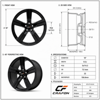 Jantes forgées CF 18 19 pouces 5x114.3 PCD 60.1 CB pour voitures particulières, compatibles avec Chaser JZX100, jantes sport échelonnées