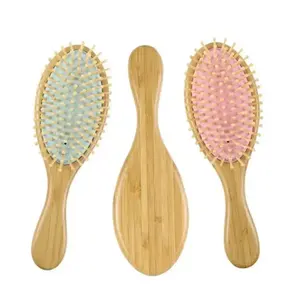Pente de cabelo de bambu personalizado, escova de massagem para limpeza e limpeza de cabelos