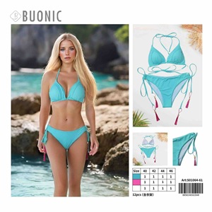 Set Bikini da Donna Buonic Turchese Taglie 40 42 44 46 Costume da Bagno con Nappe - Product Image 1
