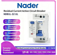 Disjoncteur différentiel original Nader NDB1L-32 UL RCCB 1P+N 6-32A Courbe C AC240V pour distribution basse tension
