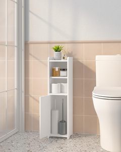 Armoires étroites pour papier toilette, organisateur de salle de bain, armoire de rangement, armoire d'angle au sol avec portes et étagère réglable - Product Image 5