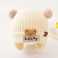 Gorro de Punto para Bebés, Niños y Niñas, con Pompón, Color Sólido, Cálido, de Algodón, Accesorios para Niños, Otoño Invierno