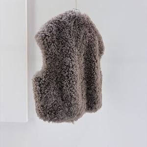 Gilet décontracté en fourrure de mouton pour femme, col en V, boutons cachés, tricoté, respirant, confortable, style urbain - Product Image 4