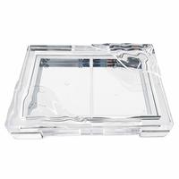 Étui vide pour palette de maquillage écologique, couvercle transparent en acrylique, base en ABS plaqué argent, rectangulaire, moulé par injection, logo personnalisé, pour poudre libre