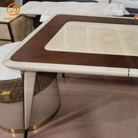 Ensemble de table à manger en marbre italien de luxe avec 8 chaises, élégant et robuste, décoration de salle à manger, table de banquet de mariage