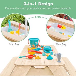 <span class=keywords><strong>Table</strong></span> de pique-nique <span class=keywords><strong>d</strong></span>'extérieur convertible en bois 3-en-1 pour enfants <span class=keywords><strong>Table</strong></span> <span class=keywords><strong>d</strong></span>'activités de sable et <span class=keywords><strong>d</strong></span>'<span class=keywords><strong>eau</strong></span> pour la plage et le jardin Patio Play - Product Image 5