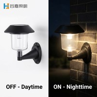 Lampe de jardin solaire moderne HEJIA à LED DC avec capteur PP, étanche IP44, certifiée RoHS, blanc chaud doux 3500K