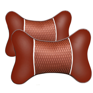 2 Piezas de Almohadas de Cuero PU Tejidas para Auto, Reposacabezas, Cojín de Apoyo para el Cuello, Accesorios para Asiento de Auto, Almohada de Seguridad Negra Universal, Decoración - Product Image 3