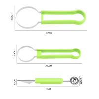 Groothandel Multifunctionele 3-in-1 Meloenballetjeslepelset, roestvrijstalen fruit snijmes met mesbeschermer
