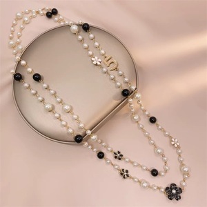 럭셔리 디자이너 카멜리아 여성용 5번 롱 멀티 레이어드 스웨터 체인 진주 금도금 빈티지 목걸이 웨딩 주얼리 - Product Image 6