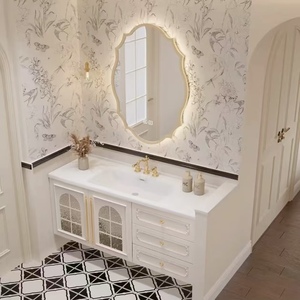BALOM High Gloss White French Luxury Style Bathroom Cabinet Wood MDF Plywood Melamine Vanity with <b>Smart</b> <b>Mirror</b> OEM - Product Image 4