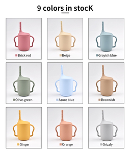 Vaso de silicona con pajita para bebés, antiderrames, para entrenamiento de niños pequeños, para una alimentación cómoda del bebé, con logo personalizado - Product Image 6
