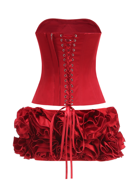 SS2367 Hot Fashion Summer Sleeveless Two Pieces Set Sexy Tops Matching Flowers Mini Skirt Women Two Pieceset