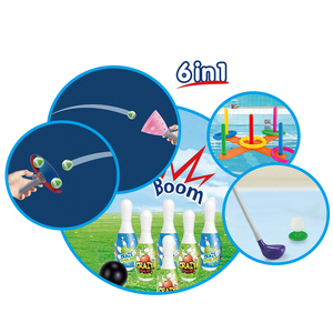 Juego <span class=keywords><strong>de</strong></span> Bolos <span class=keywords><strong>de</strong></span> Plástico para Niños, Interior/Exterior, con Anillos, Palos y Pelotas - Product Image 1