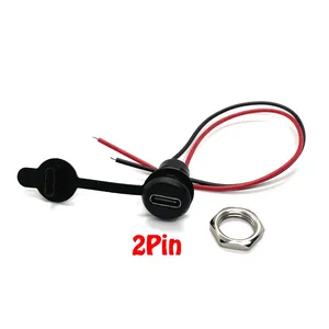 2Pin - 6Pin USB-C Connector Type-C Waterproof with PH 2.0 nut locking Panel mounting TPC Waterproof Fast Charging jack <strong>port</strong> - Product Image 4