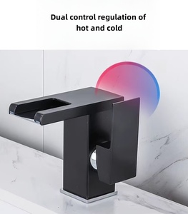 Vente Flash : Lavabo cascade noir en acier inoxydable, moderne, avec contrôle de la température de l'eau froide et éclairage LED pour salle de bain KHB7267 - Product Image 5