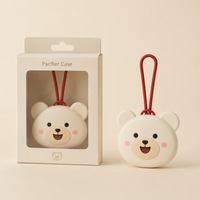 Étui à sucette en silicone personnalisé OEM avec boucle de suspension - Porte-sucette bébé motif ours mignon pour la vente en gros
