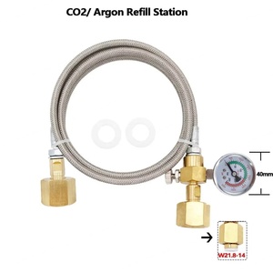 Adaptador para Estación de Recarga de Tanques de CO2 Sodastream, Manguera Trenzada de Acero de 1.5m, Manómetro de Presión de 250 bar, Herramienta de Llenado de Cilindros, Herramientas Neumáticas - Product Image 3