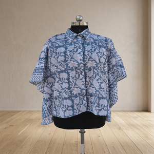 Último Estilo, Nueva Camisa Kaftan, Kaftan Corto, Vestidos de Talla Grande para Mujer, Kimono de Algodón, Kaftan Corto de Playa con Estampado Azul Índigo - Product Image 5