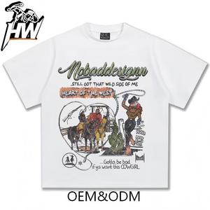 T-shirt <span class=keywords><strong>Uomo</strong></span> Estivo 2025 Vintage in Cotone Puro con Illustrazione, Lavaggio Stone Washed, Stampa Diretta, Manica Corta, Grammatura Pesante - Product Image 5