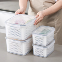 Conteneur de stockage alimentaire pour réfrigérateur certifié FCM avec panier de drainage, organisateur, boîte de conservation hermétique pour fruits et légumes