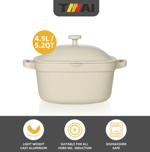 Marmite <span class=keywords><strong>à</strong></span> <span class=keywords><strong>induction</strong></span> et allant au four avec couvercle 5,2L 24m en fonte d'aluminium légère - Product Image 2