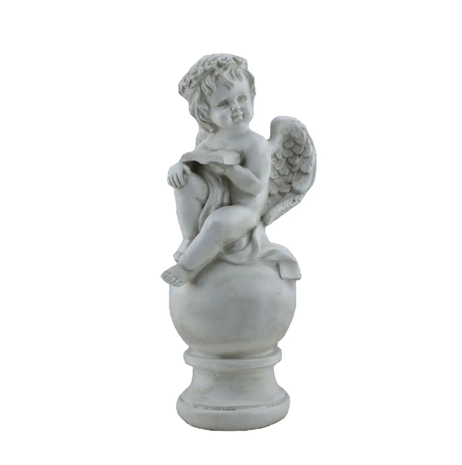 Artesanía de resina, escultura de Ángel blanco, estatua de jardín, nuevo diseño, figurita, venta al por mayor, decoración al aire libre