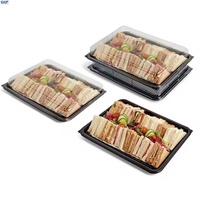 Boîte à repas jetable en plastique PET transparent scellé, style croissant, pour grands plateaux de fête écologiques