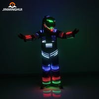 Disfraz de Robot LED con Control Remoto, Ropa Brillante, Casco de DJ para Discoteca, Color Personalizado, Plástico y Metal, para Halloween, VIP, Baile