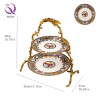 Plateau à fruits rond en porcelaine de luxe moderne à 3 niveaux avec motif, plateau de rangement pour collations et pâtisseries, idéal pour les cadeaux