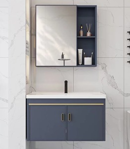 Ensemble <span class=keywords><strong>de</strong></span> meubles <span class=keywords><strong>de</strong></span> salle <span class=keywords><strong>de</strong></span> bain simple pour hôtel, vasque en aluminium - Product Image 3