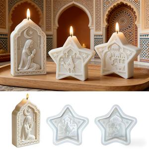 Molde de Silicona con Diseño de Niña Orando en el Medio Oriente, con Estrella en Relieve, para Manualidades con Resina y Yeso - Product Image 1