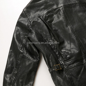 Primavera autunno inverno <span class=keywords><strong>dio</strong></span> 1930 cappotto in vera pelle giacche Vintage in pelle <span class=keywords><strong>di</strong></span> mucca da uomo Slim-fit con bavero da moto - Product Image 5