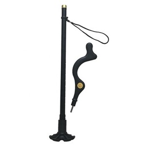 Canne de marche télescopique pliable légère en alliage d'aluminium noir pour personnes âgées, bâton de randonnée - Product Image 2