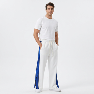 Custom Logo Oversized Sweatpants Heavyweight Wide Leg <b>Trousers</b> <b>Elastic</b> <b>Waist</b> Zipper Side Stripe Streetwear Pants - Product Image 2