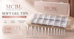 Faux ongles en gel transparents à couverture complète, 240 pièces, forme cercueil, étiquette privée, logo personnalisé, vente en gros pour salons de manucure - Product Image 2
