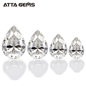 Blanco brillante forma de pera corte suelto sintético anillo piedras - Product Image 6