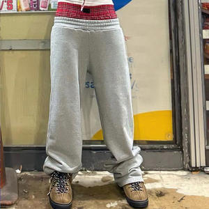 Calças de moletom QIANSHI para homens, calças de moletom de cintura dupla largas e largas de algodão para homens, calças de moletom pesadas e grandes - Product Image 4