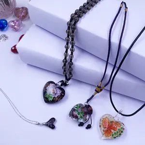 Best Selling Valentines Mix Irregular glass heart DIY glass Pendants for Necklace Pendant