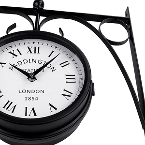 Grande horloge murale rétro nordique classique noire, décoration de maison, métal art 3d antique, suspension double face, horloges murales décoratives - Product Image 4